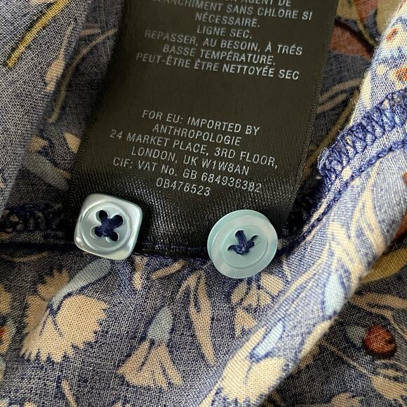 Maeve Anthropologie Floral Blouse Tie Neck Sz Small High Low Multicolor - Read - Picture 8 of 10